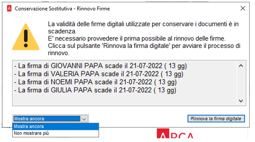 Popup rinnovo