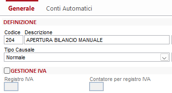 apertura bilancio manuale