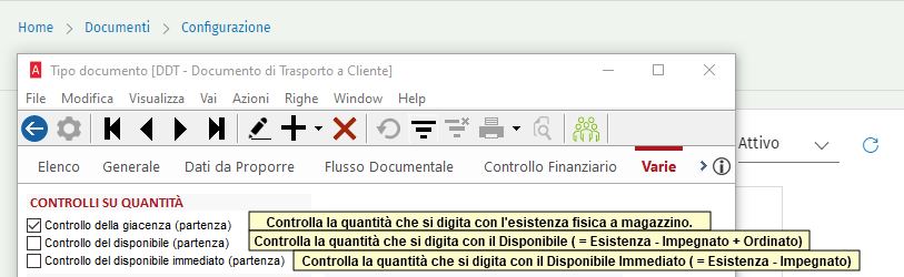Controllo giacenza tooltip