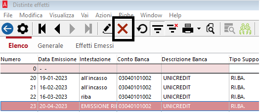 Eliminare la distinta