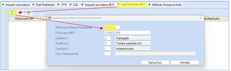uniemens mese precedente