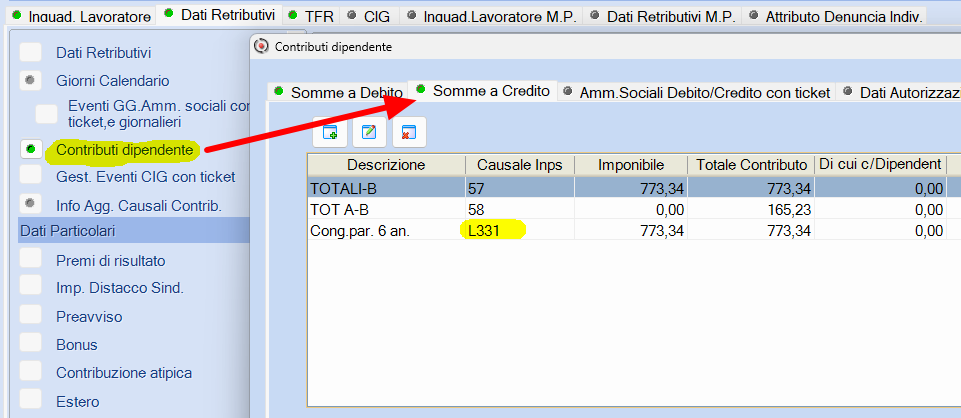 Contributi dipendente credito