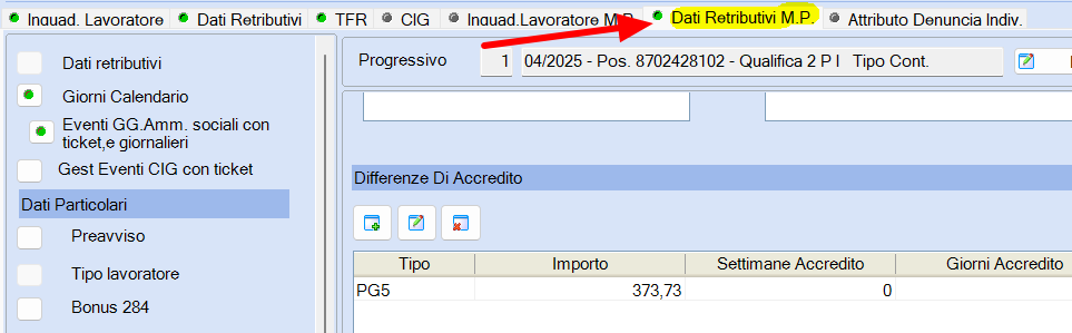 Mese Precedente Differenza di Accredito