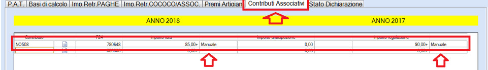 Contributi associativi, caricamento manuale