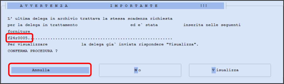 Numero fornitura delega a carattere