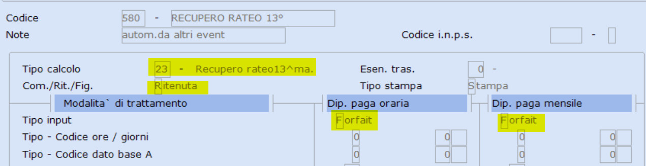 Codice di corpo recupero rateo 13sima