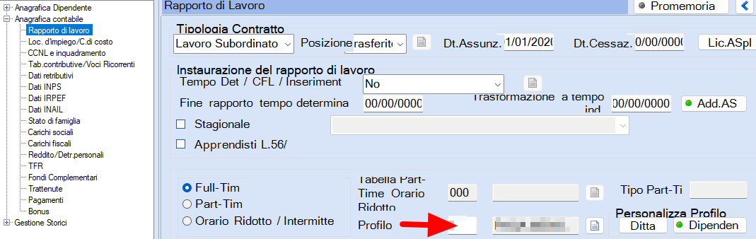Profilo per giornaliera
