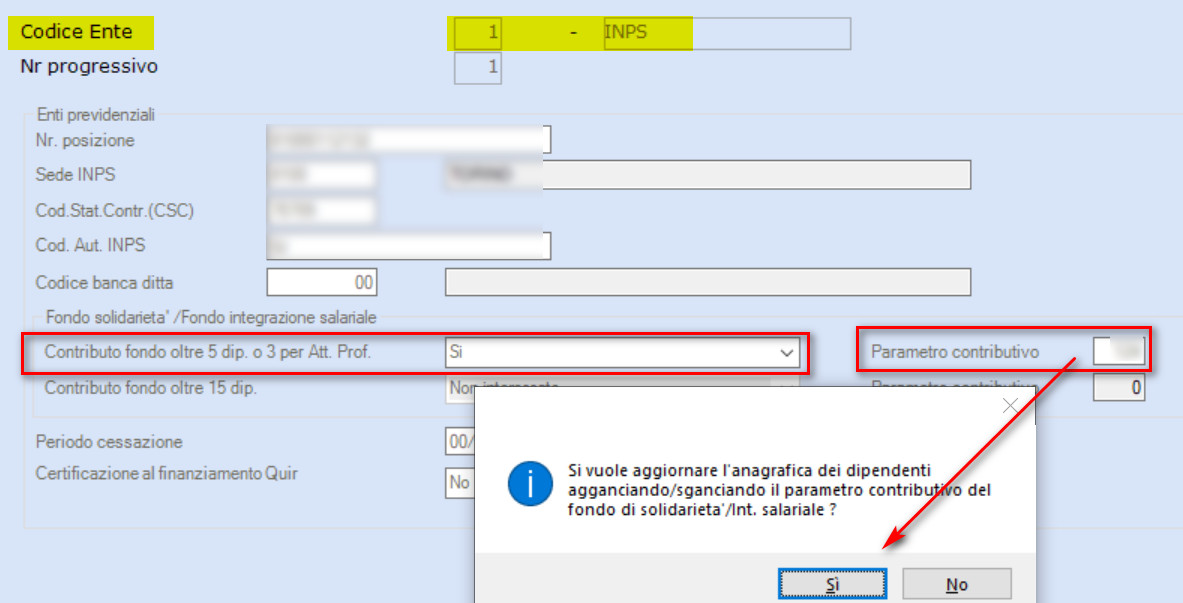 inserimento parametro in gestione ditta