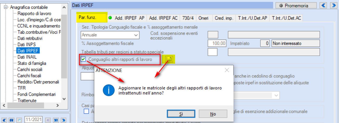 dipendente aggiorna anche le matricole precedenti altro rapporto di lavoro