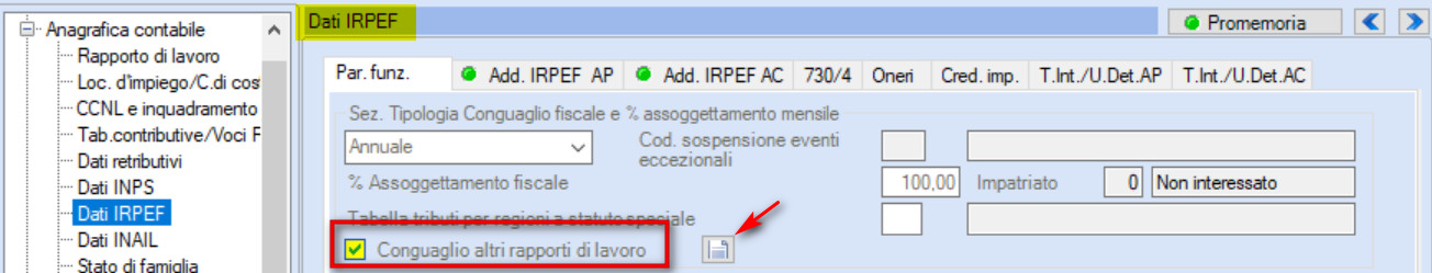 Conguaglio altri rapporti di lavoro