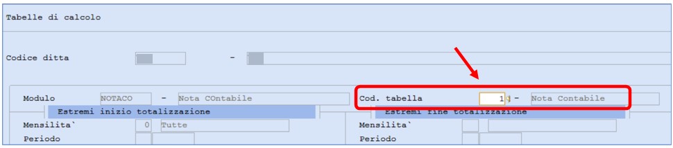 nota contabile tabelle di stampa