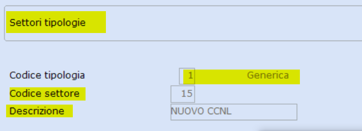 Crea nuovo settore malattia