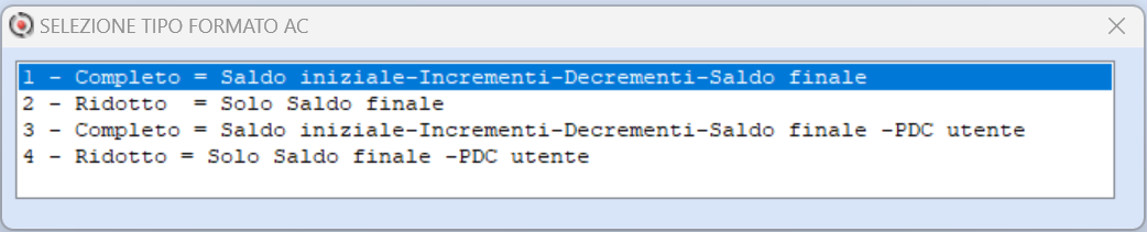 tipo formato di bilancio esterno