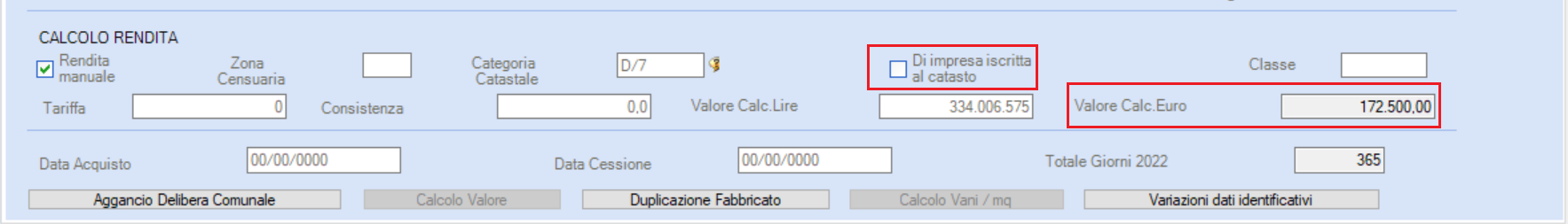 valore dell'immobile