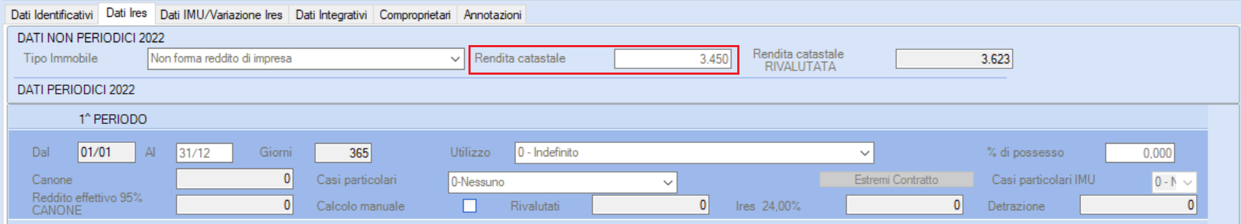 rendita catastale