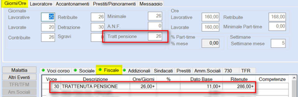 Elaborazione.cedolino.giorni.trattenuta.pensione