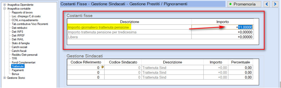 Gestione.dipendente.importo.giornaliero.trattenuta.pensione