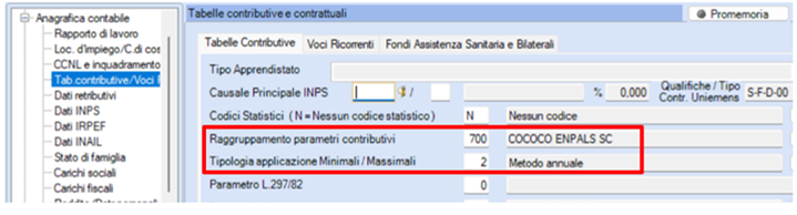 Collegamento Raggruppamento Parametri Contributivi