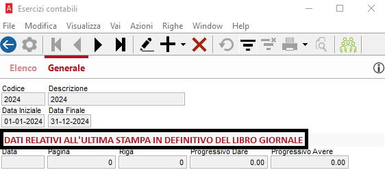 Ristampare il libro giornale dove azzerare i progressivi