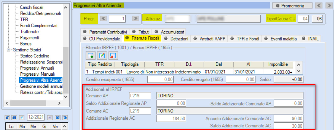 Ritenute addizionali