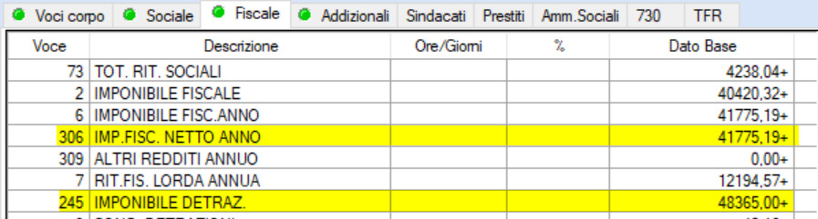 Estratto parametri automatici cedolino