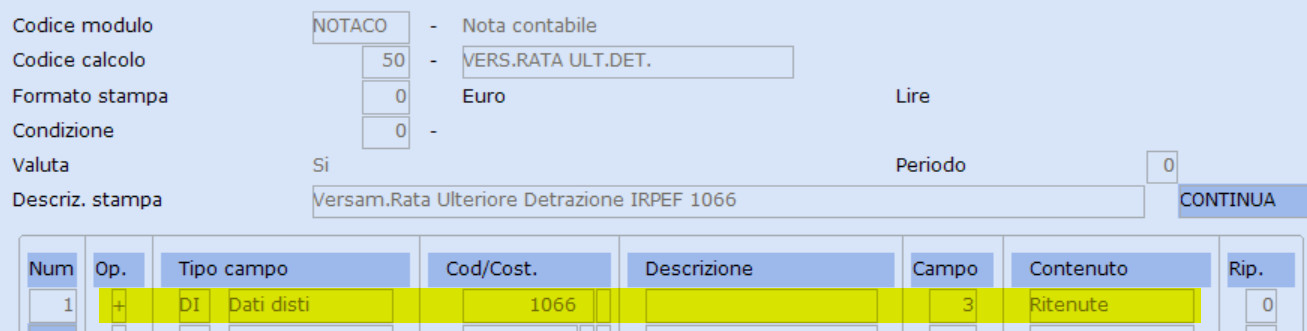 Codifica del nuovo totalizzatore (es 50)