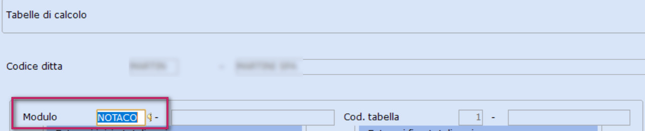 modifica tabelle di calcolo NOTACO