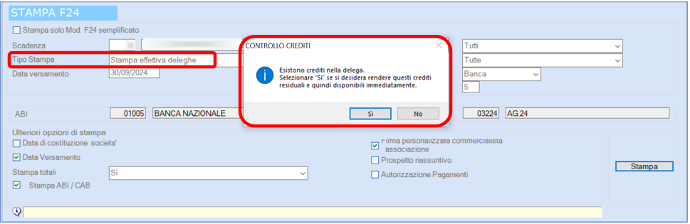 Controllo crediti-esistono crediti nella delega