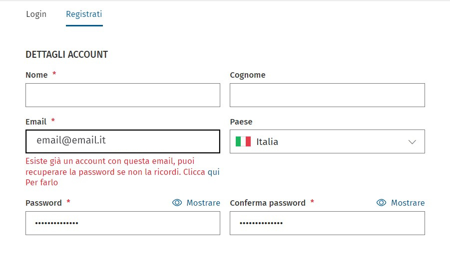 Esiste già un account con questa email