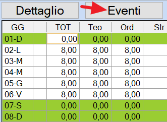 Bottone Eventi giornaliera