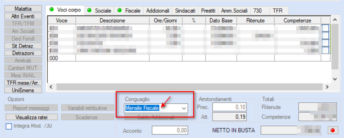 Conguaglio fiscale mensile