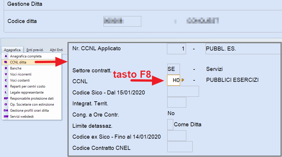 F8 abbinamento voci paga
