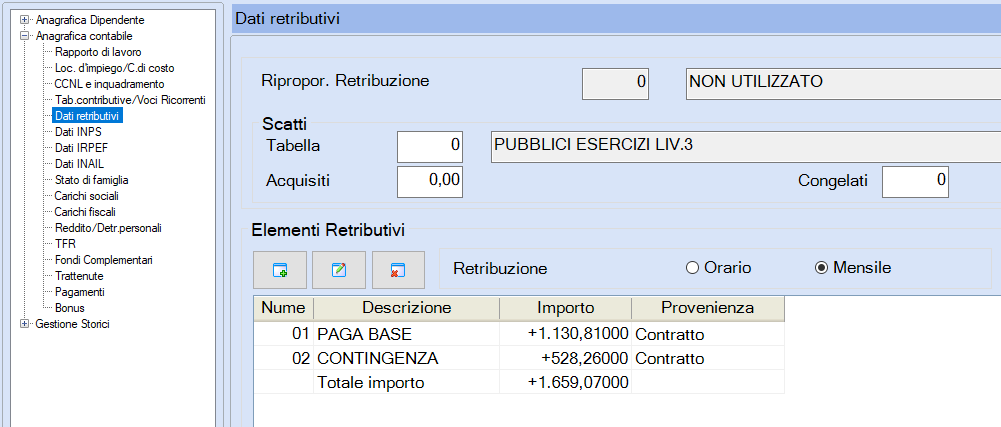Elementi retributivi da contratto ConQuest