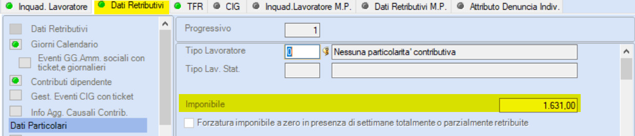 Dati retributivi imponibile