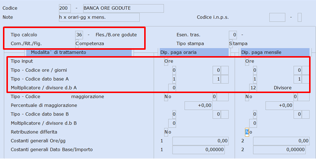 Codice corpo flessibilità godute