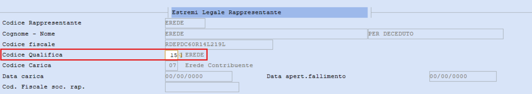 codice qualifica 770