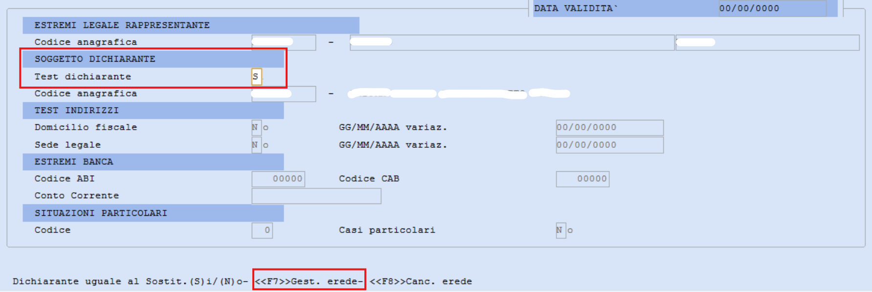 TEST erede in dati sostituto