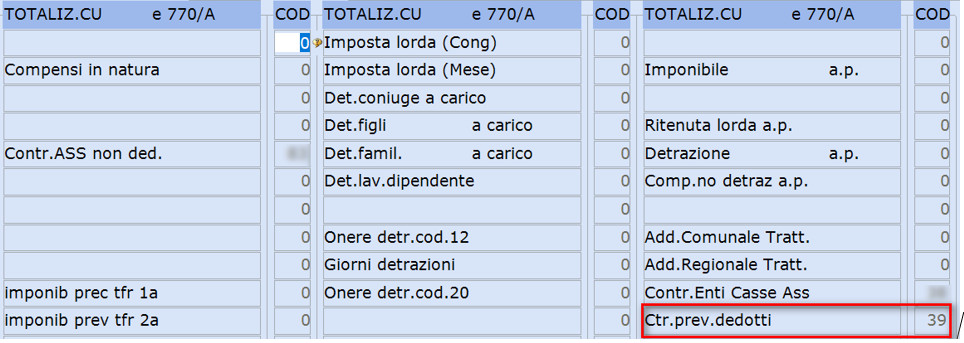 Totalizzatori CU contributi a previdenza complementare
