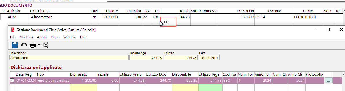 dichiarazione intento