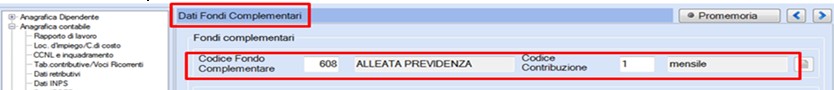 Anagrafica dipendente, fondi complementari