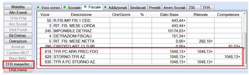 CEDOLINO TFR ARRETRATO