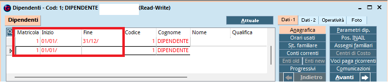 variazione dati anagrafici storico