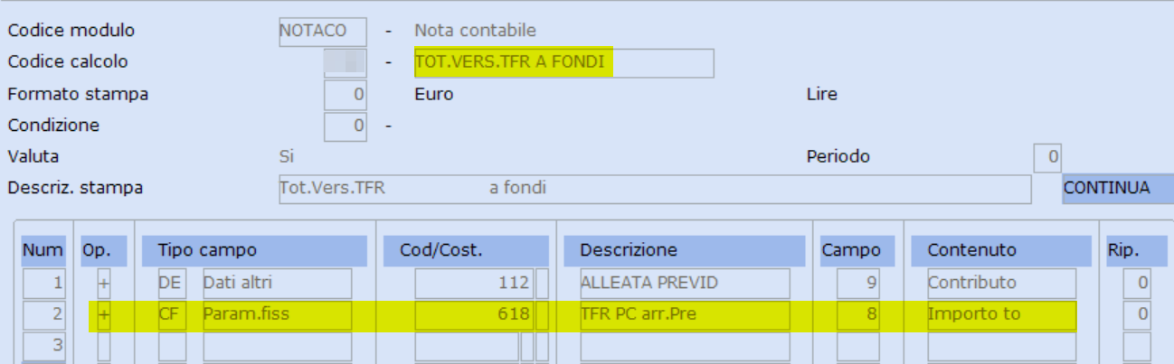 Tabella di calcolo NOTACO