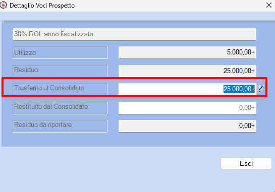 Trasferimento al Consolidato
