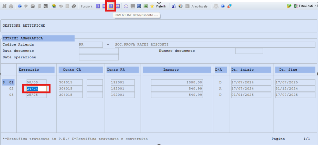 funzione eliminazione rateo e risconto