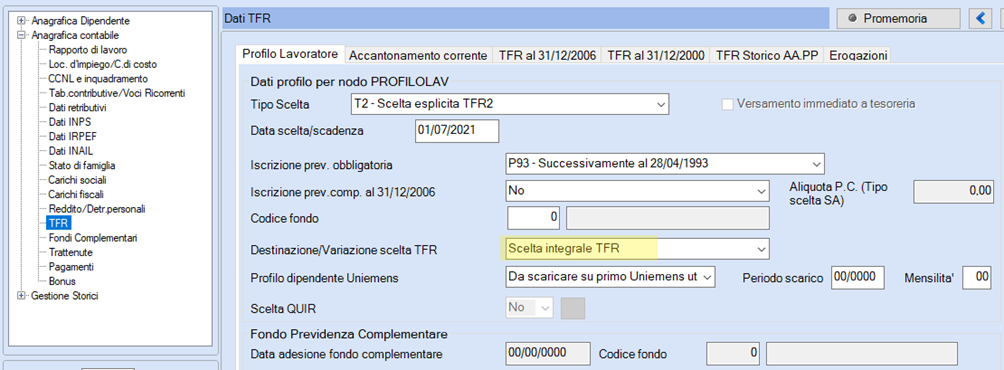 ProfiloLavoratore_Scelta destinazione TFR