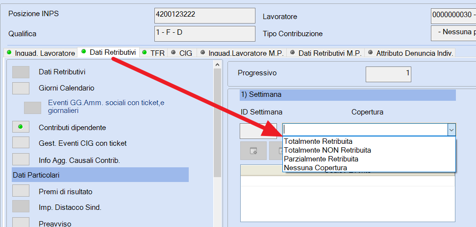 Uniemens copertura settimana