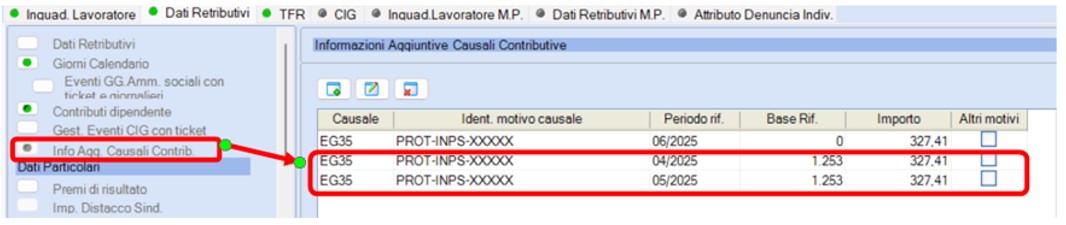 uniemens arretrati InfoAggCausaliContrib