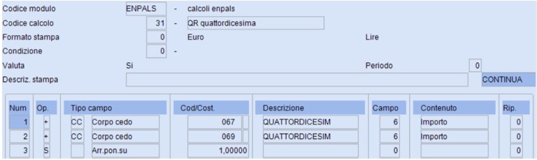 codice calcolo 31 enpals