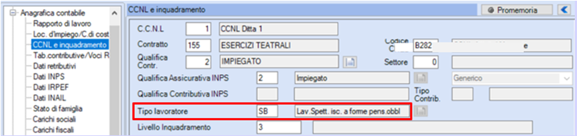 Tipo Lavoratore SB